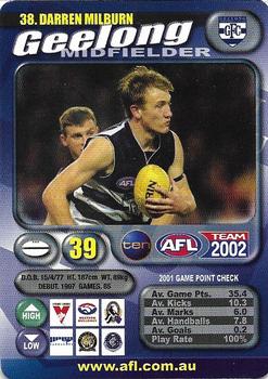 2002 Team Zone AFL Team #38 Darren Milburn Front